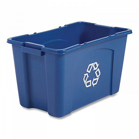 Stacking Recycle Bin, 18 gal, Polyethylene, Blue (571873BE)