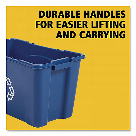 Stacking Recycle Bin, 18 gal, Polyethylene, Blue (571873BE)
