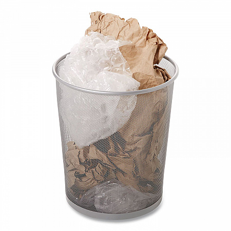 Steel Mesh Wastebasket, 5 gal, Steel Mesh,  Silver (WMB20SLV)