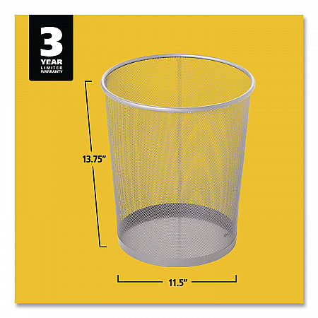 Steel Mesh Wastebasket, 5 gal, Steel Mesh,  Silver (WMB20SLV)