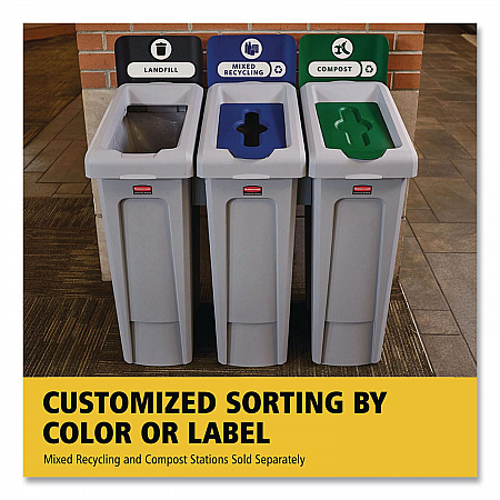 Slim Jim Recycling Station Kit, 1-Stream Landfill, 23 gal, Plastic, Gray/Black (2185053)