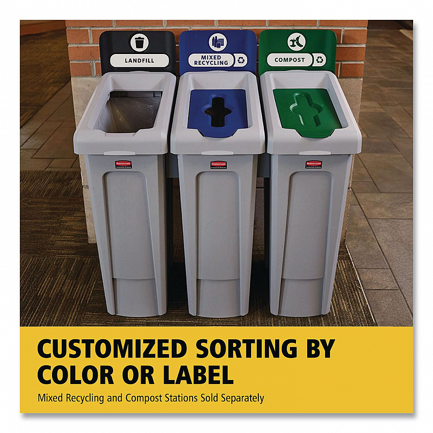Slim Jim Recycling Station Kit, 1-Stream Landfill, 23 gal, Plastic, Gray/Black (2185053)