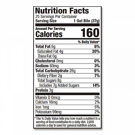 Oatmeal Bites, Peanut Butter Chocolate Chip, 1.3 oz Individually Wrapped, 25/Box (00213)