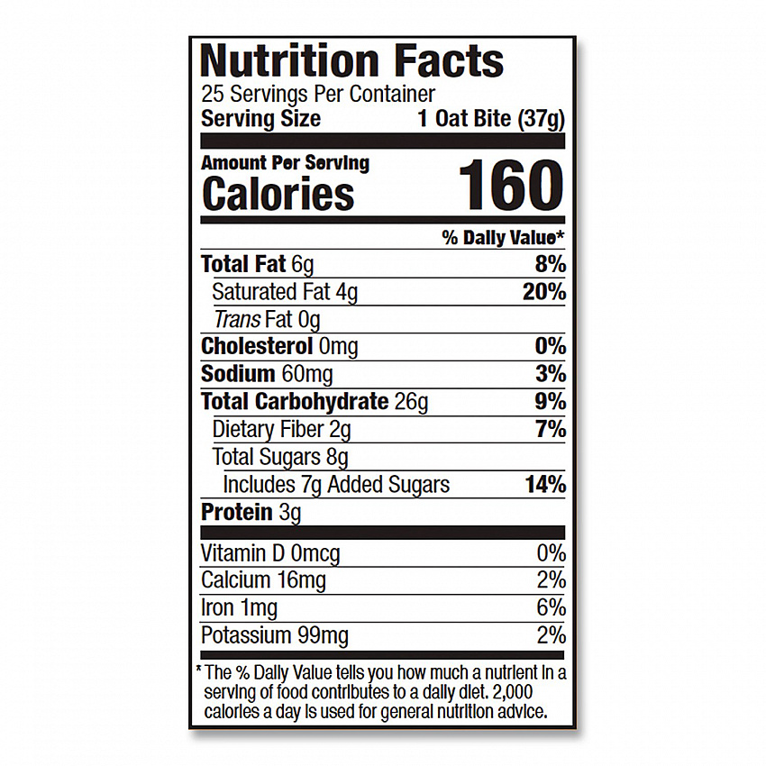 Oatmeal Bites, Peanut Butter Chocolate Chip, 1.3 oz Individually Wrapped, 25/Box (00213)