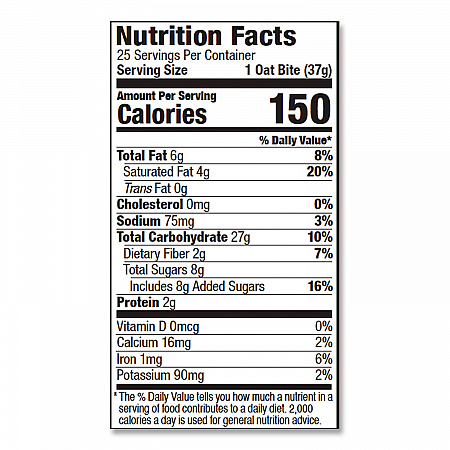 Oatmeal Bites, Chocolate Chip, 1.3 oz Individually Wrapped, 25/Box (00214)