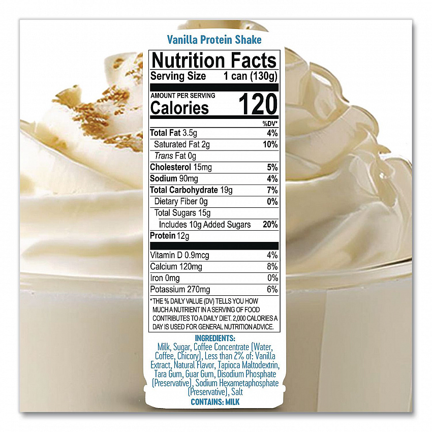 Vanilla Protein Shake Pod, 8.1 oz, Single Serve Pods for ColdSnap Machine, 12/Carton (100619)