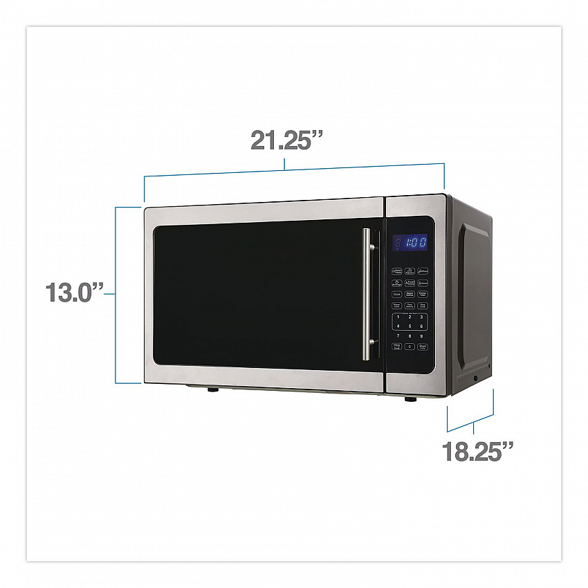 1.5 cu ft Countertop Microwave, 1,000 W, Stainless Steel/Black (MT150V3S)