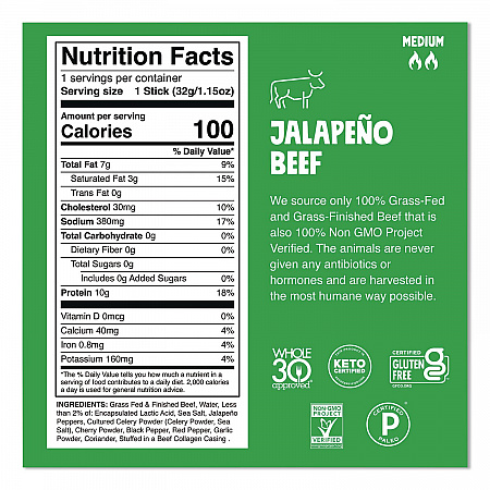 Jalepeno Beef Meat Stick, 1.15 oz Stick, 24/Box (ZHO00425)