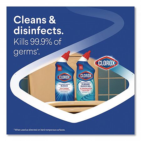 Disinfecting Toilet Bowl Cleaner with Bleach, Rain Clean Scent, 24 oz Bottle, 2/Pack, 6 Packs/Carton (30924CT)