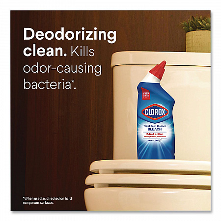 Disinfecting Toilet Bowl Cleaner with Bleach, Rain Clean Scent, 24 oz Bottle, 2/Pack, 6 Packs/Carton (30924CT)