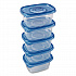 Soup and Salad Containers, Medium Rectangle, 24 oz, 6.49 x 4.86 x 2.98, Clear/Bue, Plastic, 5/Pack (60796PK)