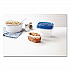 Soup and Salad Containers, Medium Rectangle, 24 oz, 6.49 x 4.86 x 2.98, Clear/Bue, Plastic, 5/Pack (60796PK)