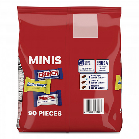 Baby Ruth, Butterfinger, Crunch Minis Party Pack, 90 Pieces, 32.4 oz Bag (689517)