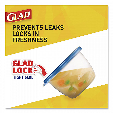 Soup and Salad Containers, Medium Rectangle, 24 oz, 6.49 x 4.86 x 2.98, Clear/Bue, Plastic, 5/Pack (60796PK)