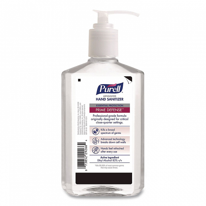 Prime Defense Advanced 85% Alcohol Gel Hand Sanitizer, 12 oz Pump Bottle, Clean Scent, 12/Carton (369912CT)