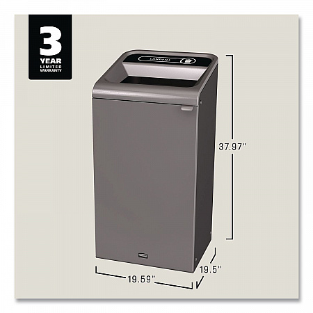 Configure Indoor Recycling Waste Receptacle, Landfill, 23 gal, Metal, Gray (1961621)