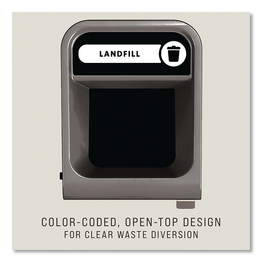 Configure Indoor Recycling Waste Receptacle, Landfill, 23 gal, Metal, Gray (1961621)