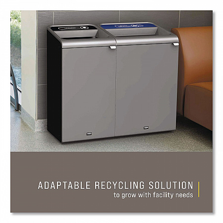 Configure Indoor Recycling Waste Receptacle, Landfill, 23 gal, Metal, Gray (1961621)