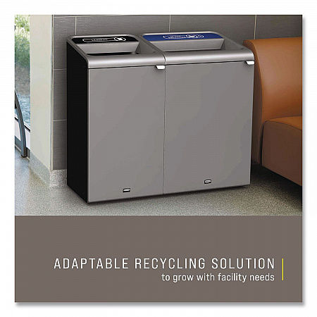 Configure Indoor Recycling Waste Receptacle, Mixed Recycling, 33 gal, Metal, Gray (1961629)
