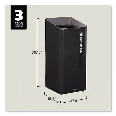 Sustain Decorative Refuse with Recycling Lid, 23 gal, Metal/Plastic, Black (2078988)