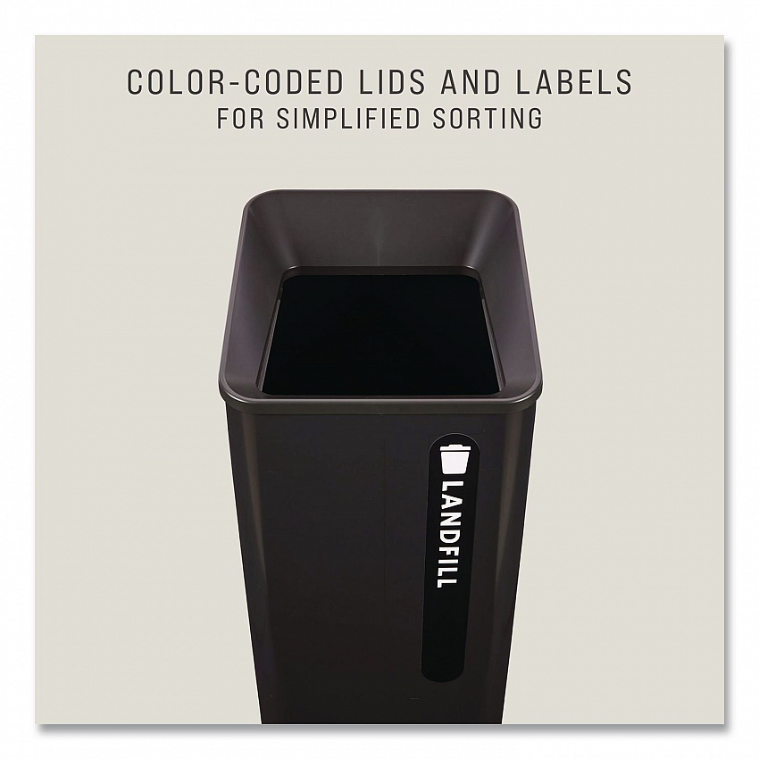 Sustain Decorative Refuse with Recycling Lid, 23 gal, Metal/Plastic, Black (2078988)