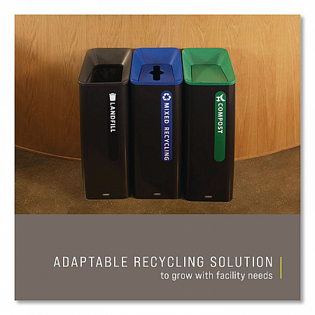 Sustain Decorative Refuse with Recycling Lid, 23 gal, Metal/Plastic, Black/Green (2078992)
