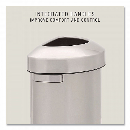 Refine Series Half Round Waste Receptacle, 16 gal, Plastic/Stainless Steel (2147550)