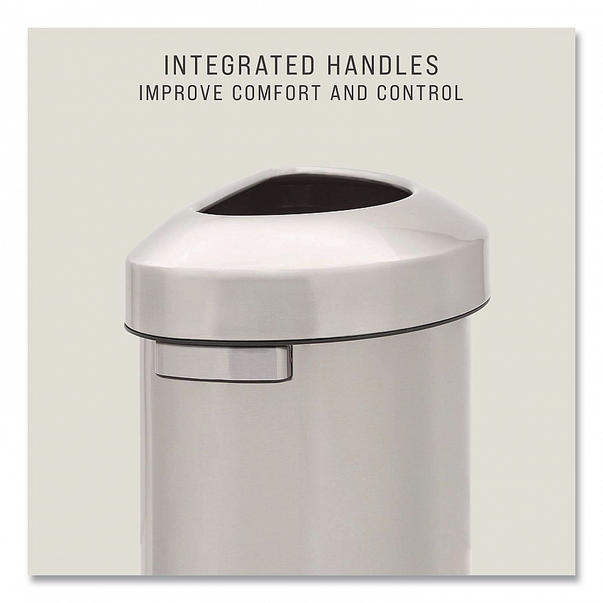 Refine Series Half Round Waste Receptacle, 16 gal, Plastic/Stainless Steel (2147550)