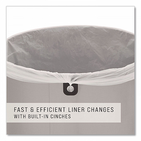 Refine Series Half Round Waste Receptacle, 16 gal, Plastic/Stainless Steel (2147550)