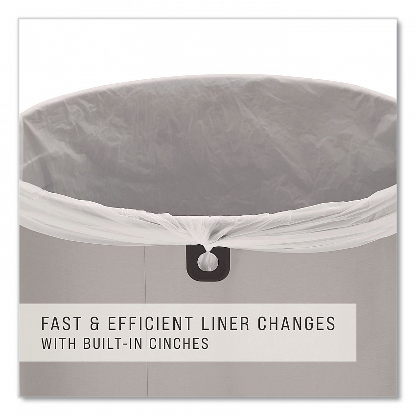 Refine Series Half Round Waste Receptacle, 16 gal, Plastic/Stainless Steel (2147550)