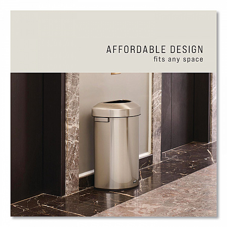 Refine Series Half Round Waste Receptacle, 16 gal, Plastic/Stainless Steel (2147550)