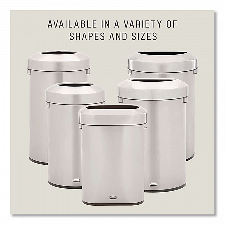 Refine Series Half Round Waste Receptacle, 16 gal, Plastic/Stainless Steel (2147550)