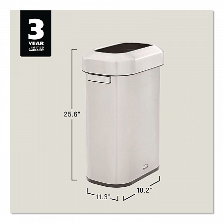 Refine Series Waste Receptacle, 15 gal, Plastic/Stainless Steel (2147581)