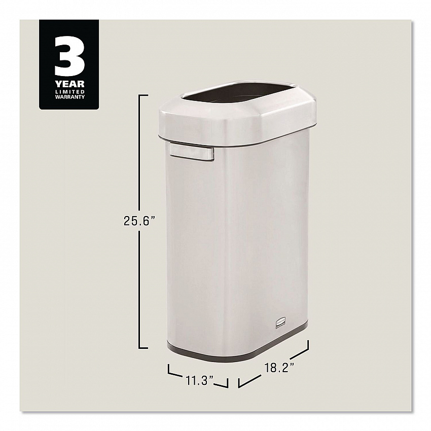 Refine Series Waste Receptacle, 15 gal, Plastic/Stainless Steel (2147581)