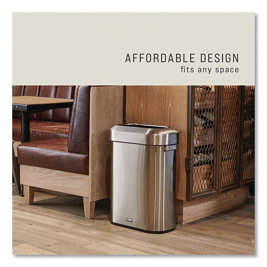 Refine Series Waste Receptacle, 15 gal, Plastic/Stainless Steel (2147581)