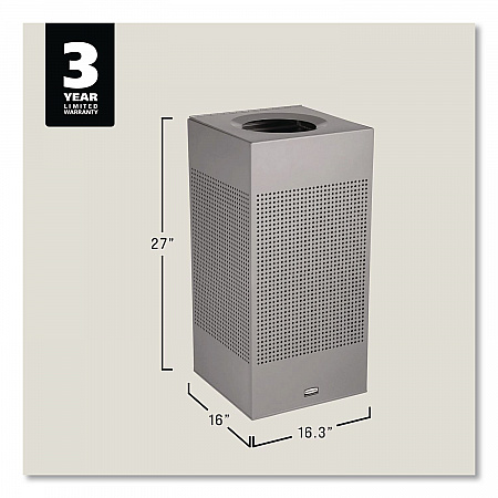 Designer Line Silhouettes Waste Receptacle, 16 gal, Steel, Silver Metallic (SC14EPLSM)