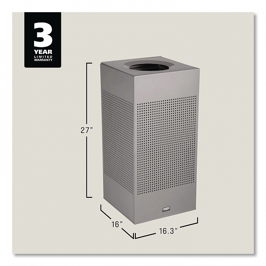 Designer Line Silhouettes Waste Receptacle, 16 gal, Steel, Silver Metallic (SC14EPLSM)