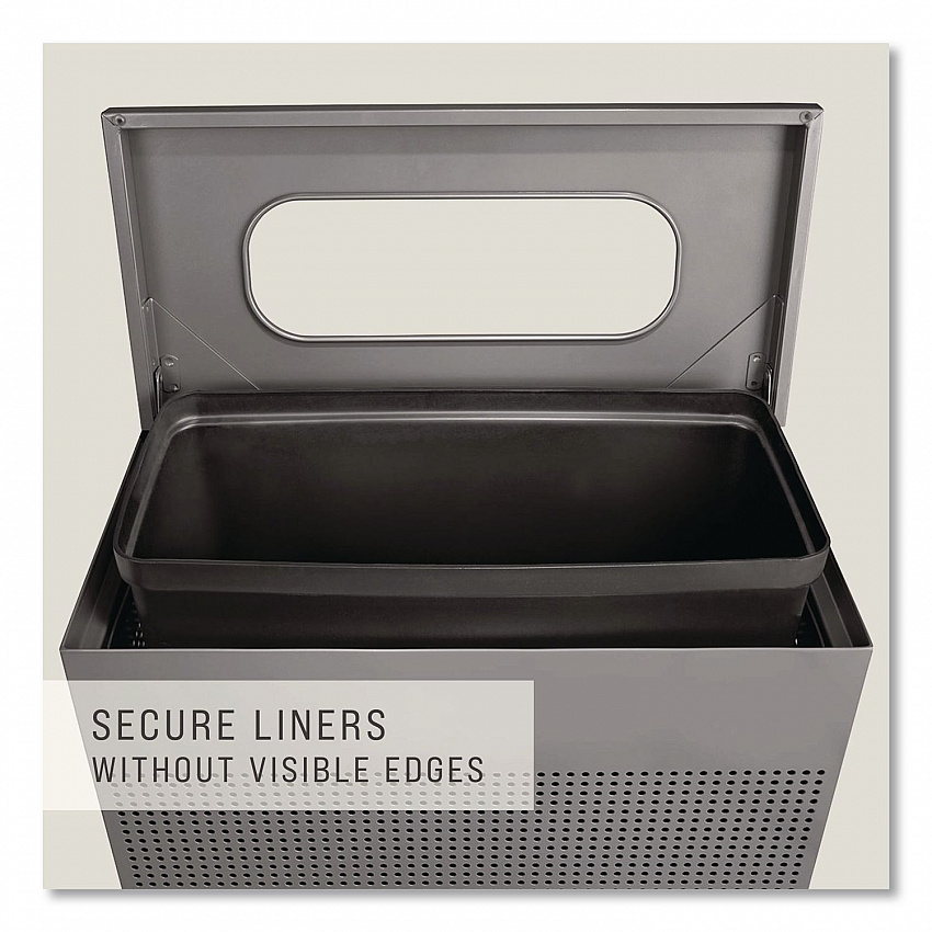 Designer Line Silhouettes Waste Receptacle, 22.5 gal, Steel, Silver Metallic (SR18EPLSM)