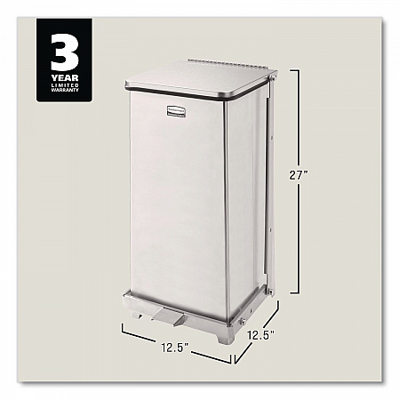 Defenders Heavy-Duty Steel Step Can, 13 gal, Steel, Stainless Steel (ST24SSPL)