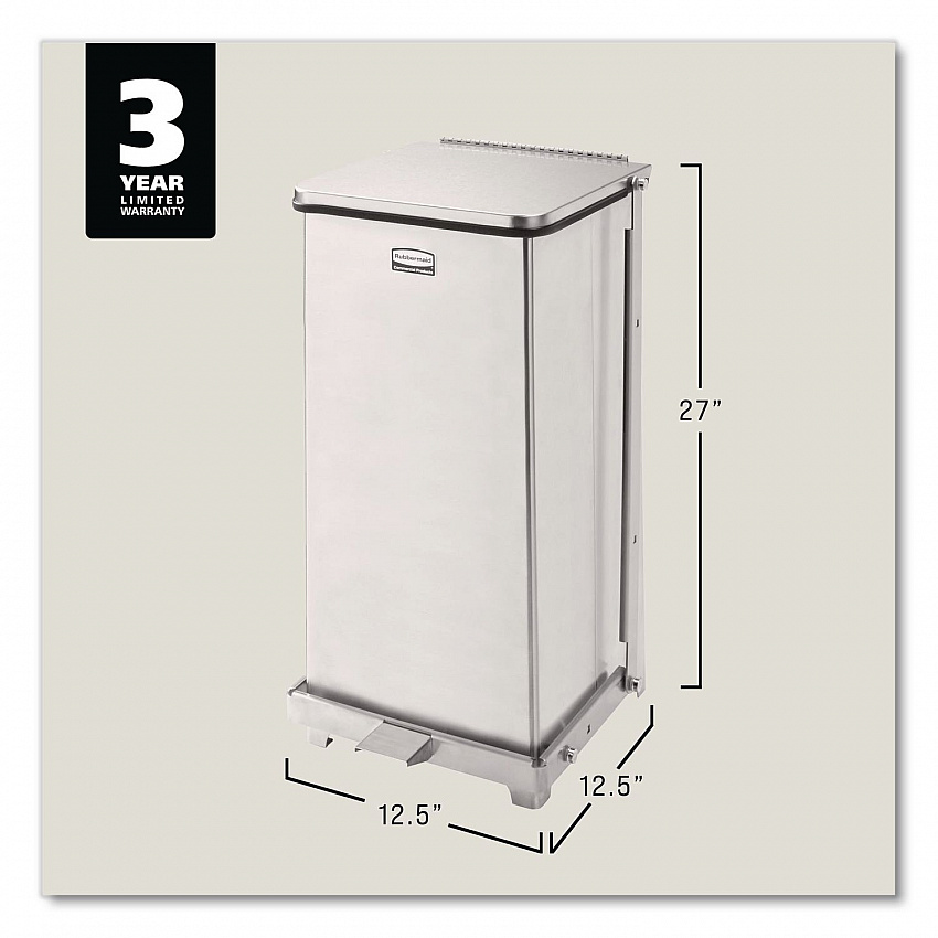 Defenders Heavy-Duty Steel Step Can, 13 gal, Steel, Stainless Steel (ST24SSPL)