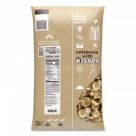 KISSES with Almonds, Gold Foils, 60 oz Bag (HEC62083)