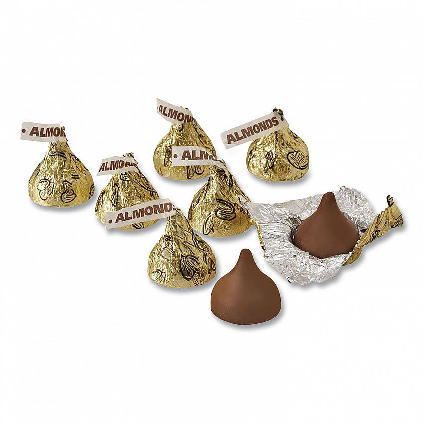 KISSES with Almonds, Gold Foils, 60 oz Bag (HEC62083)
