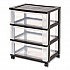 Three-Drawer Durable Storage Cart, Plastic, 22 x 15.69 x 25.48, Clear/Black (270012)