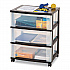 Three-Drawer Durable Storage Cart, Plastic, 22 x 15.69 x 25.48, Clear/Black (270012)