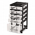 Five-Drawer Rolling Cart with Organizer Top, Plastic, 12.13 x 14.38 x 26.38, Clear/Black (270015116865)
