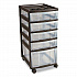 Five-Drawer Rolling Cart with Organizer Top, Plastic, 12.13 x 14.38 x 26.38, Clear/Black (270015116865)