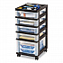 Five-Drawer Rolling Cart with Organizer Top, Plastic, 12.13 x 14.38 x 26.38, Clear/Black (270015116865)