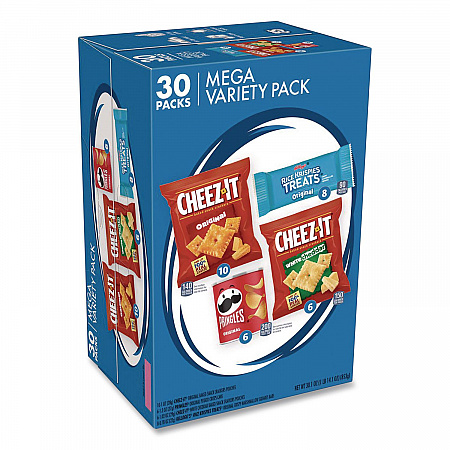 Mega Variety Pack, Cheez-Its, Pringles, Rice Krispies, Individually Wrapped, 30/Box (KEE00149)
