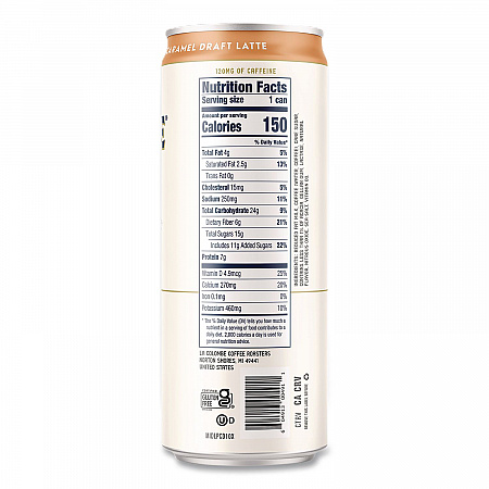 Draft Latte Cold Brew, Caramel Latte, 11 oz Can, 12/Carton (LCT00499)