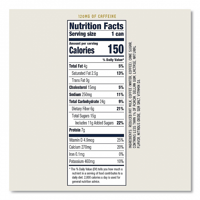 Draft Latte Cold Brew, Caramel Latte, 11 oz Can, 12/Carton (LCT00499)